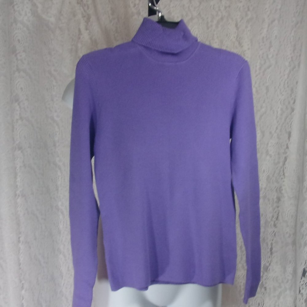 Worthington Purple Rib Knit Turtleneck Sweater NWOT